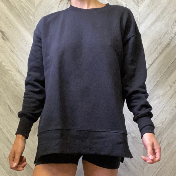 NEW Comfy Oversized Black Crew Neck Sweater Size S - Picture 2 of 14